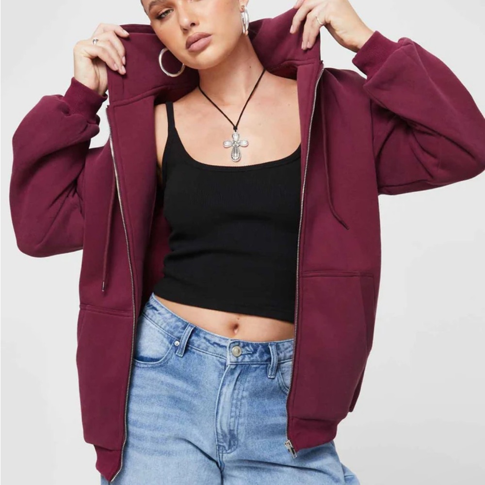 zip up oversized hoodie